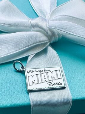 NEW Tiffany & Co Miami Postcard Charm in Silver